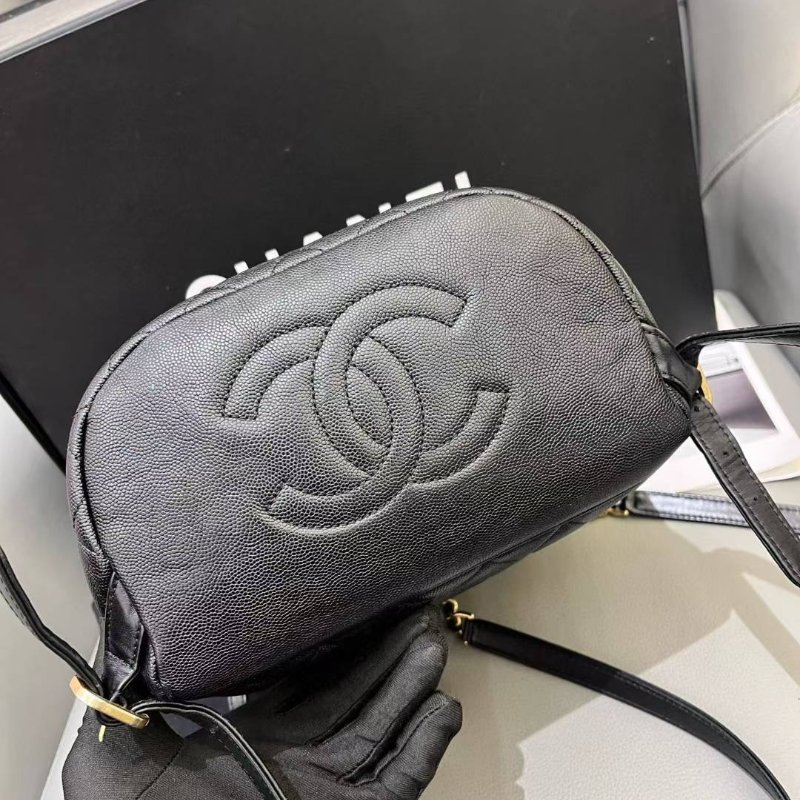 香奈兒/Chanel 黑金菱格vanity case荔枝紋小號雙肩包-4