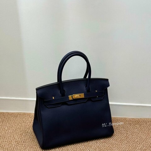 S5299-Hermes 2Z午夜藍金釦TOGO皮 Birkin 30