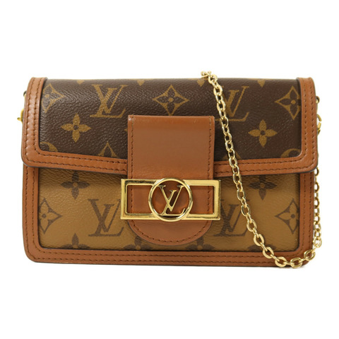 LOUIS VUITTON Monogram Reverse Dauphine金扣鏈帶肩背袋