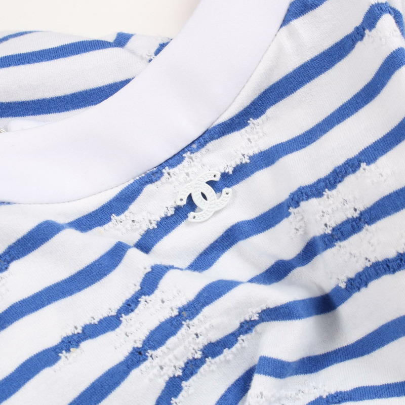 香奈兒 COCO 標誌 T 卹上衣 P77169K11149 純棉 白色 藍色 粉紅 二手 女款 #42-7