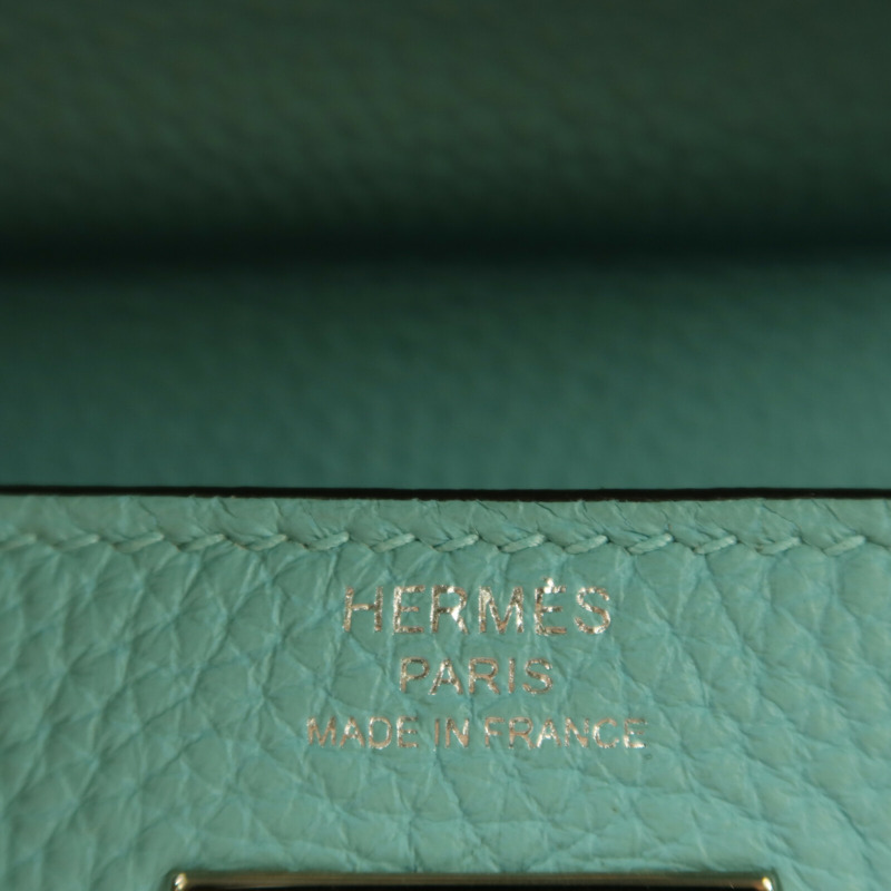 HERMES Togo皮革Kelly 28銀扣手挽肩背兩用袋Bleu Atoll-5
