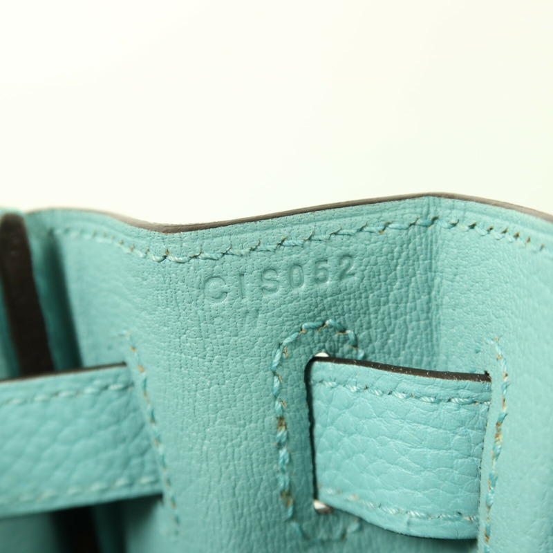 HERMES Togo皮革Kelly 28銀扣手挽肩背兩用袋Bleu Atoll-6