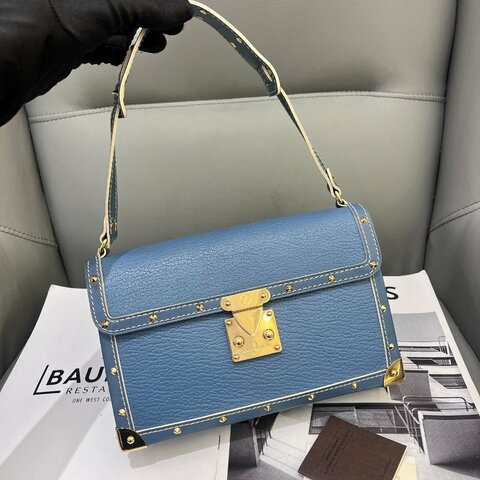 路易威登/Louis Vuitton Suhali蘇哈裡藍色小號山羊皮腋下包