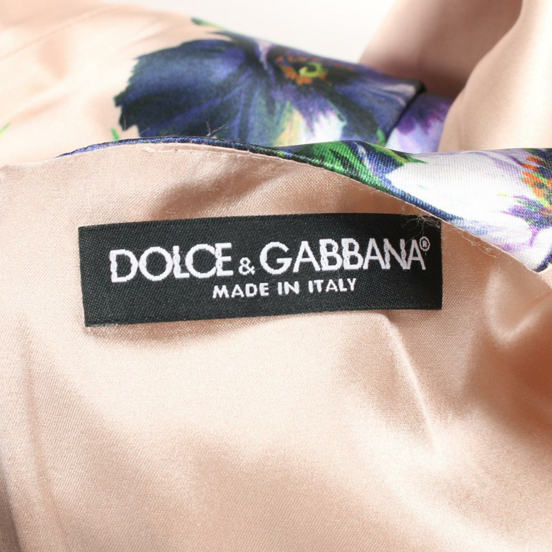 DOLCE & GABBANA 短袖連身裙 #44 人造絲粉色多色花朵圖案 二手女裝-2