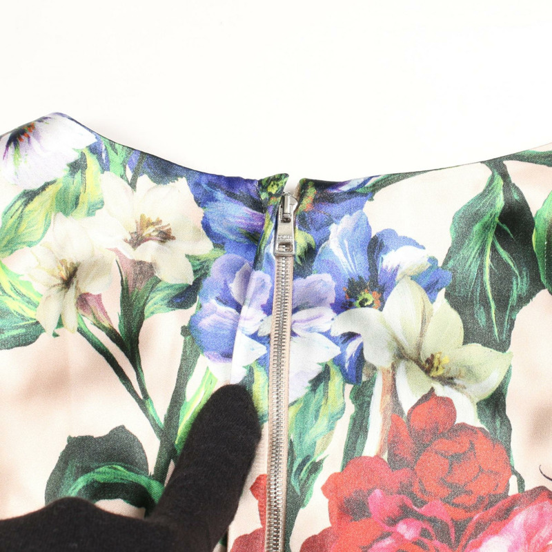 DOLCE & GABBANA 短袖連身裙 #44 人造絲粉色多色花朵圖案 二手女裝-4