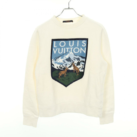 路易威登國家公園圖案運動衫，棉質人造絲混紡，白色多色，二手男士