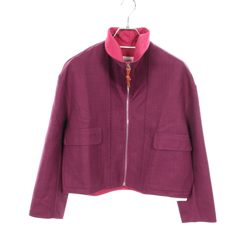 愛馬仕 Serie 系列紐帶 其他夾克 真絲 羊絨 羊毛 真絲 紫色 粉紅色 二手 女士-0