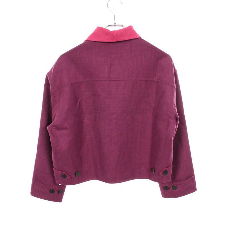 愛馬仕 Serie 系列紐帶 其他夾克 真絲 羊絨 羊毛 真絲 紫色 粉紅色 二手 女士-1