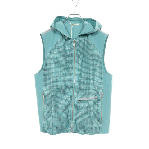 愛馬仕 H 標誌連帽背心，尼龍材質，綠色，二手，男士 48 碼