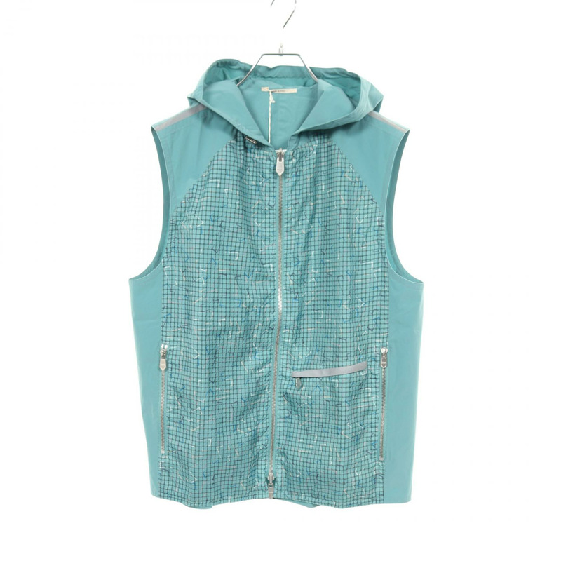 愛馬仕 H 標誌連帽背心，尼龍材質，綠色，二手，男士 48 碼-0