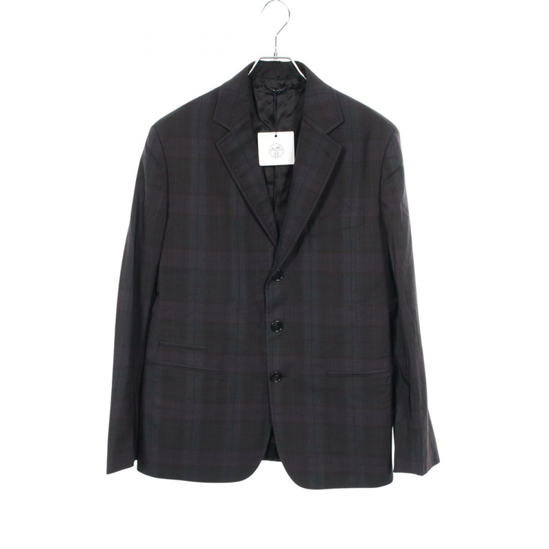 愛馬仕 (HERMES) 訂製羊毛尼龍夾克，海軍藍/綠色/黑色，二手男士52碼-0