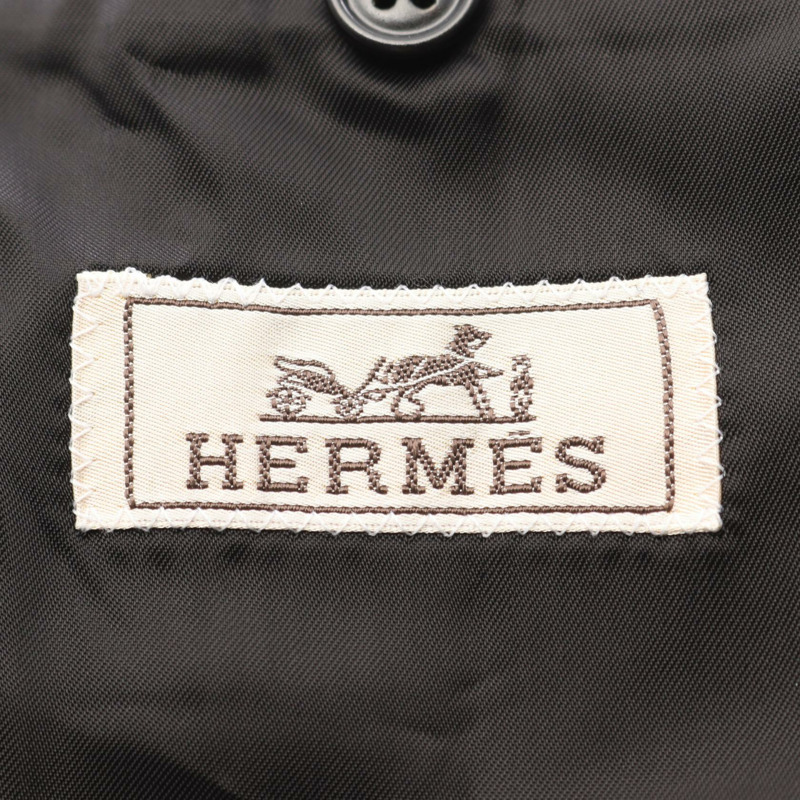 愛馬仕 (HERMES) 訂製羊毛尼龍夾克，海軍藍/綠色/黑色，二手男士52碼-2