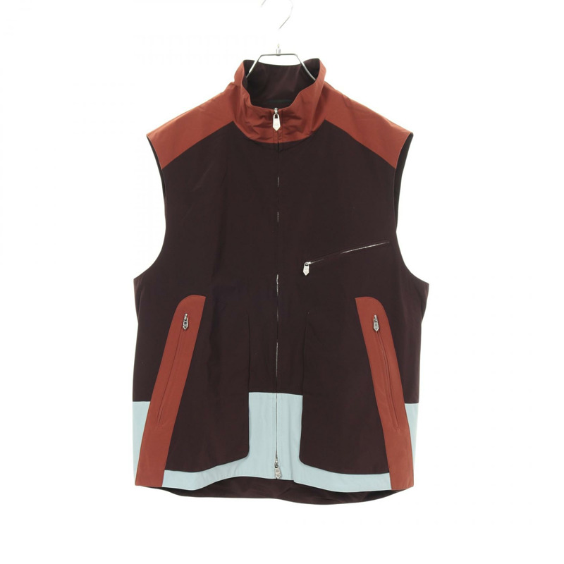 愛馬仕男士尼龍氨綸背心，棕色/藍色，二手，尺寸48-0