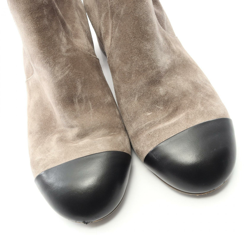 香奈兒 COCO 標誌短靴 #40 G45901 麂皮灰黑色二手 CC-9