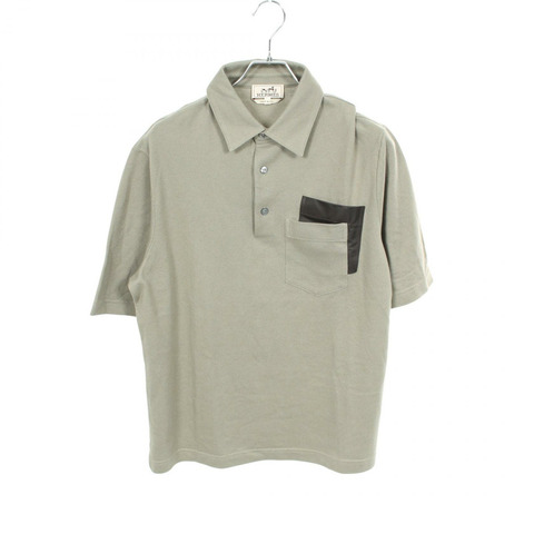 愛馬仕 Polo 衫，棉羊絨混紡，卡其色，二手，男士 S 碼