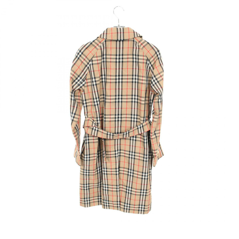 博柏利 (BURBERRY) Nova 格紋不銹鋼領大衣，棉滌混紡，米色，二手，女款，英國尺碼 6-1