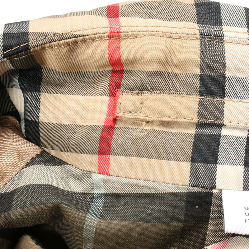 博柏利 (BURBERRY) Nova 格紋不銹鋼領大衣，棉滌混紡，米色，二手，女款，英國尺碼 6-5