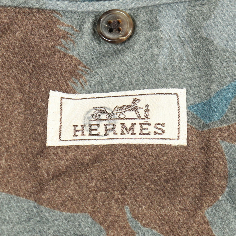 愛馬仕 (HERMES) 男士修身西裝外套 #50，絲羊毛羊絨混紡，灰色、棕色、藍色，二手。-2