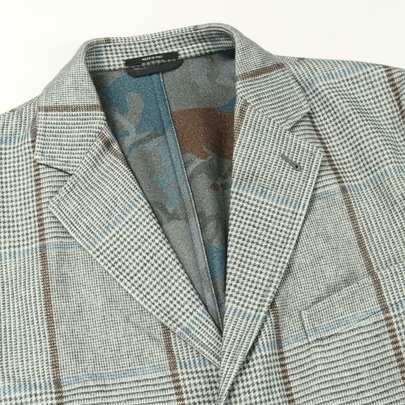 愛馬仕 (HERMES) 男士修身西裝外套 #50，絲羊毛羊絨混紡，灰色、棕色、藍色，二手。-4