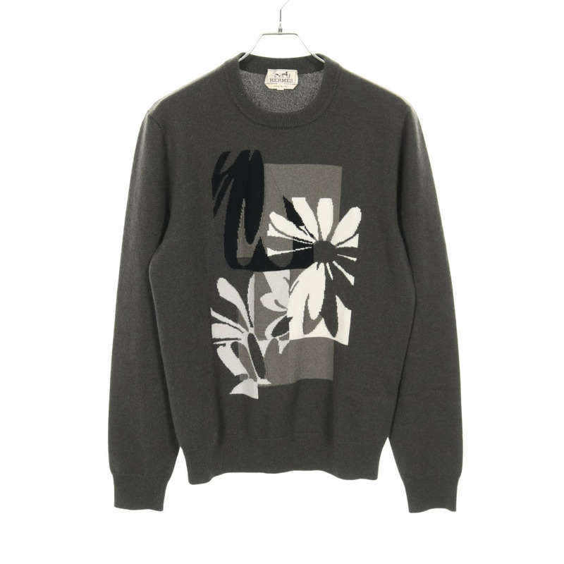 愛馬仕針織羊絨衫 灰色 黑色 白色 白色 #S 二手 男款-0