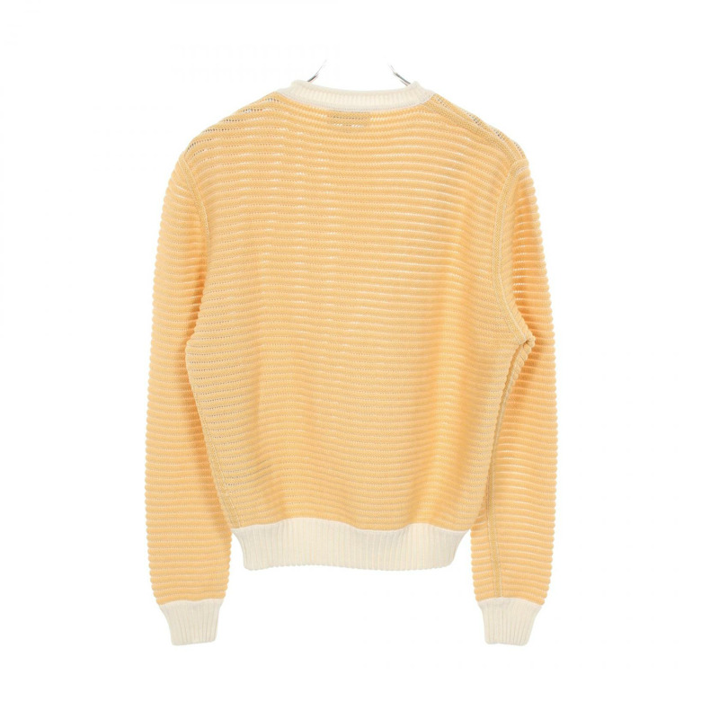 愛馬仕 (HERMES) 針織衫，棉質羊絨混紡，黃白色，二手，女款 M 碼-1