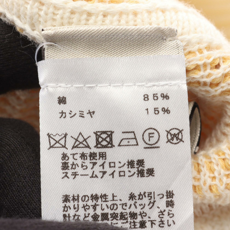 愛馬仕 (HERMES) 針織衫，棉質羊絨混紡，黃白色，二手，女款 M 碼-3