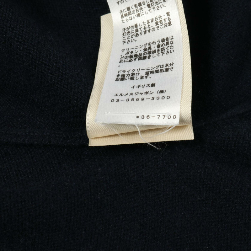 愛馬仕 Sellier 紐帶連身裙,無袖,38 號,棉羊絨混紡,海軍藍,二手女款-5