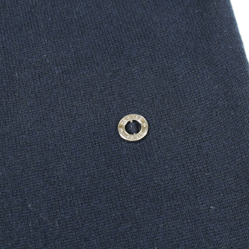 愛馬仕 Sellier 紐帶連身裙,無袖,38 號,棉羊絨混紡,海軍藍,二手女款-8