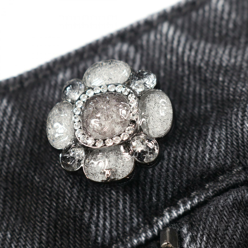 香奈兒山茶花連結牛仔長褲 #38 棉黑色二手女款 CC-7