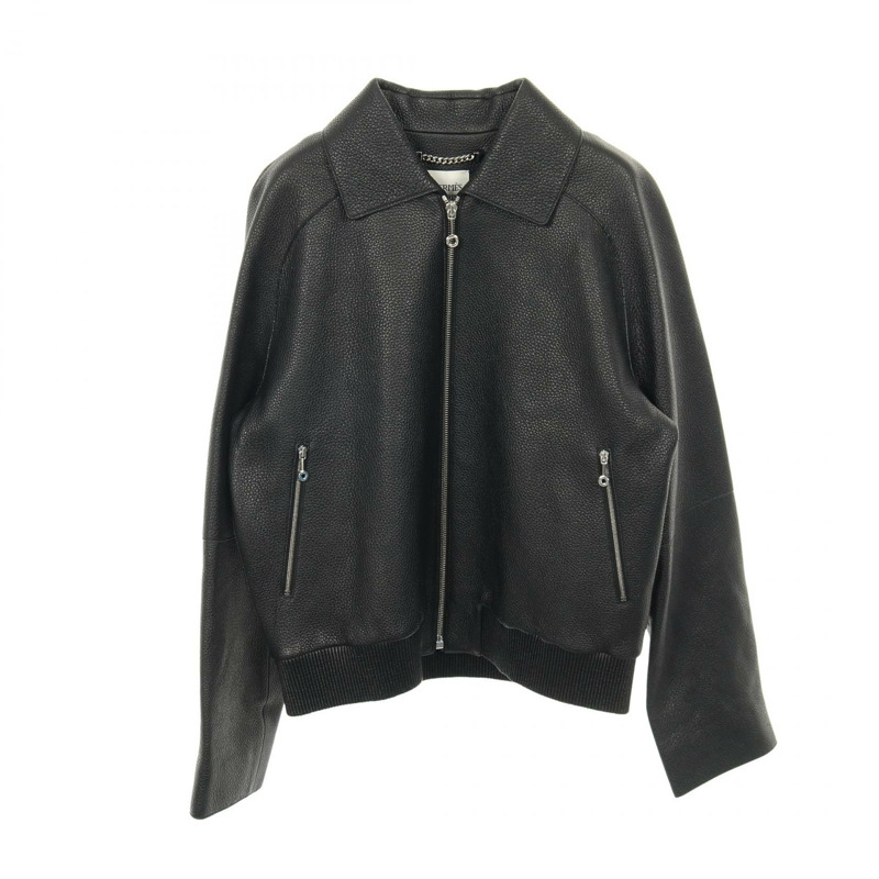 愛馬仕男士黑色皮夾克，二手。-0