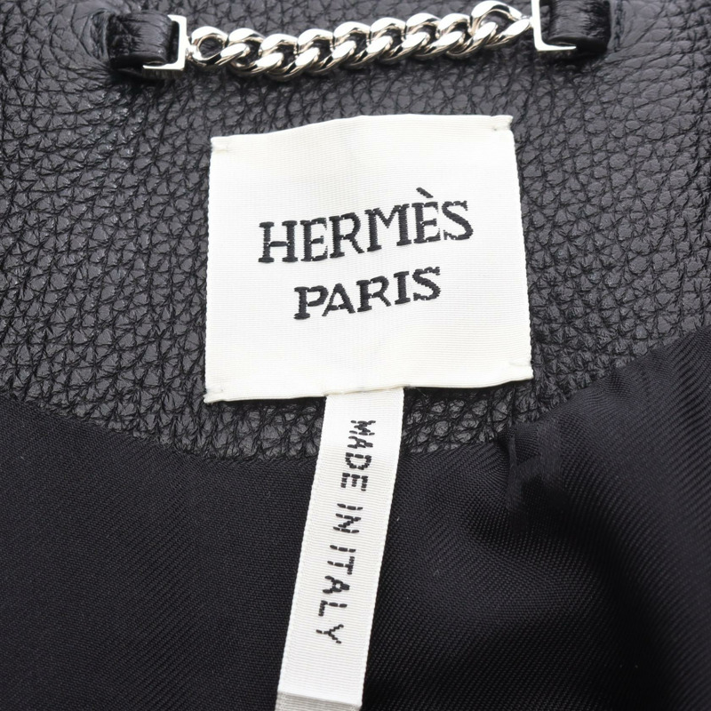 愛馬仕男士黑色皮夾克，二手。-2