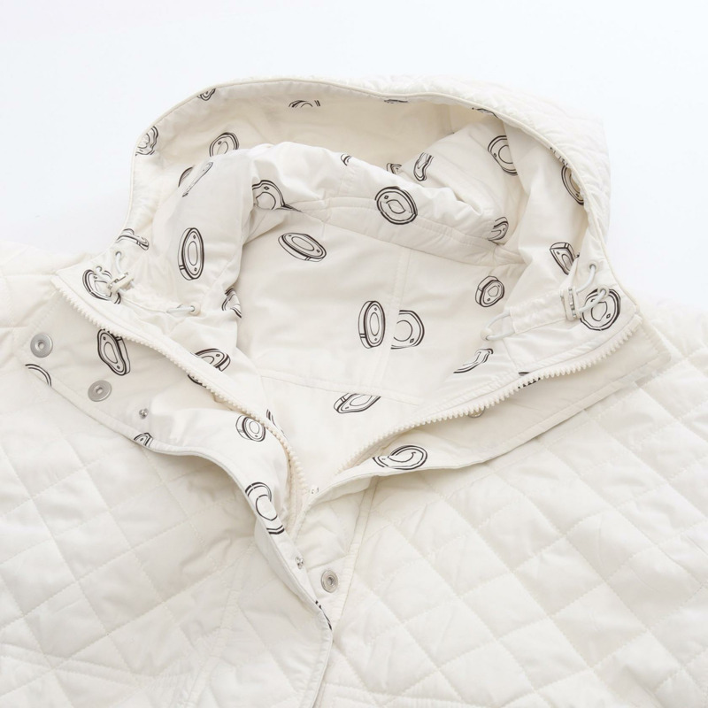 愛馬仕 Clou de Selle Semis 絎縫夾克 其他款式 聚酯纖維 白色 二手 女款-7