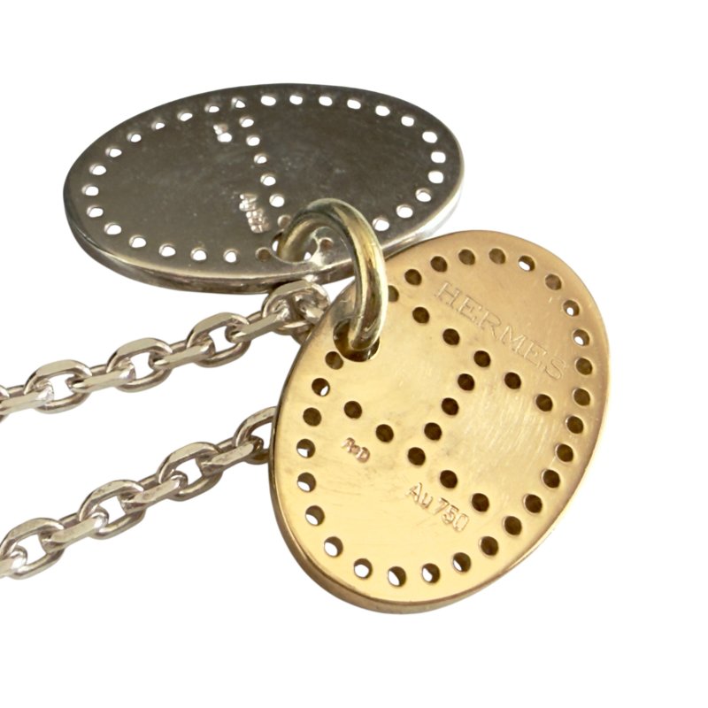 HERMES Eclipse Evelyne 18K金配925純銀 頸鏈-7