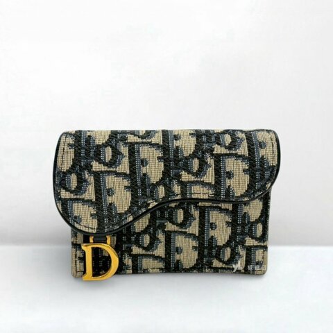 S5290-Dior卡夾 SaddleBloom藍緹花拼牛皮卡夾S5611CNKO_M928