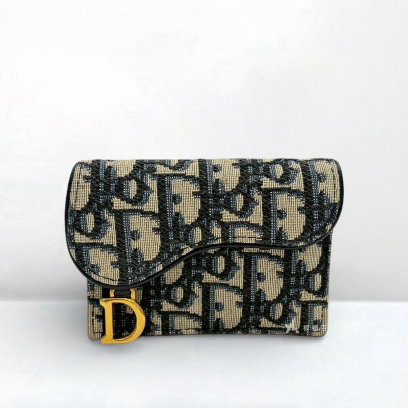 S5290-Dior SaddleBloom藍緹花拼牛皮卡夾S5611CNKO_M928-0