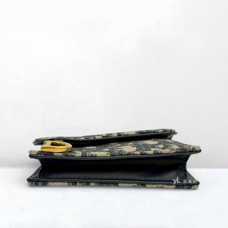 S5290-Dior SaddleBloom藍緹花拼牛皮卡夾S5611CNKO_M928-4