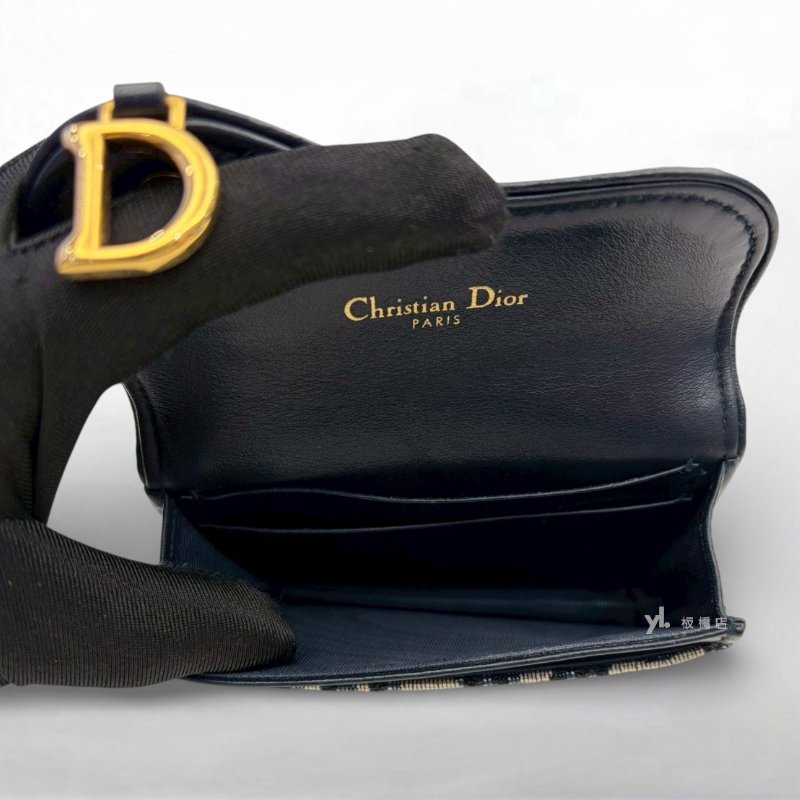 S5290-Dior SaddleBloom藍緹花拼牛皮卡夾S5611CNKO_M928-5