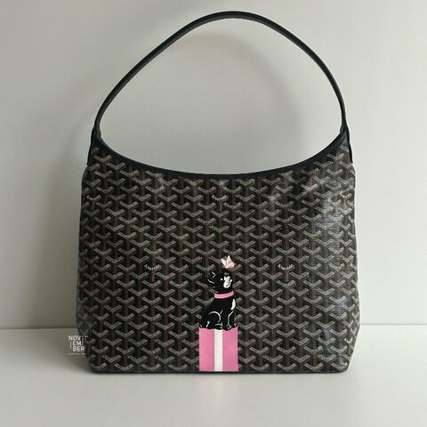 閒置新💚 Goyard 戈雅 Hobo 黑 法鬥&粉色蝴蝶手繪