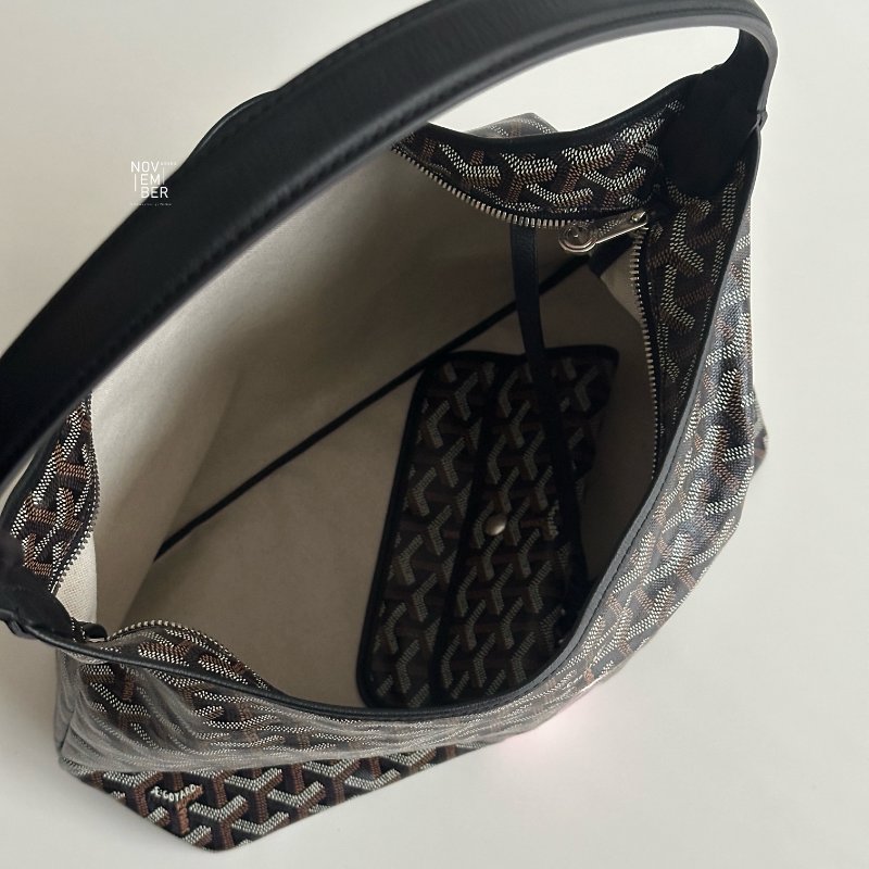 閒置新💚 Goyard 戈雅 Hobo 黑 法鬥&粉色蝴蝶手繪-4