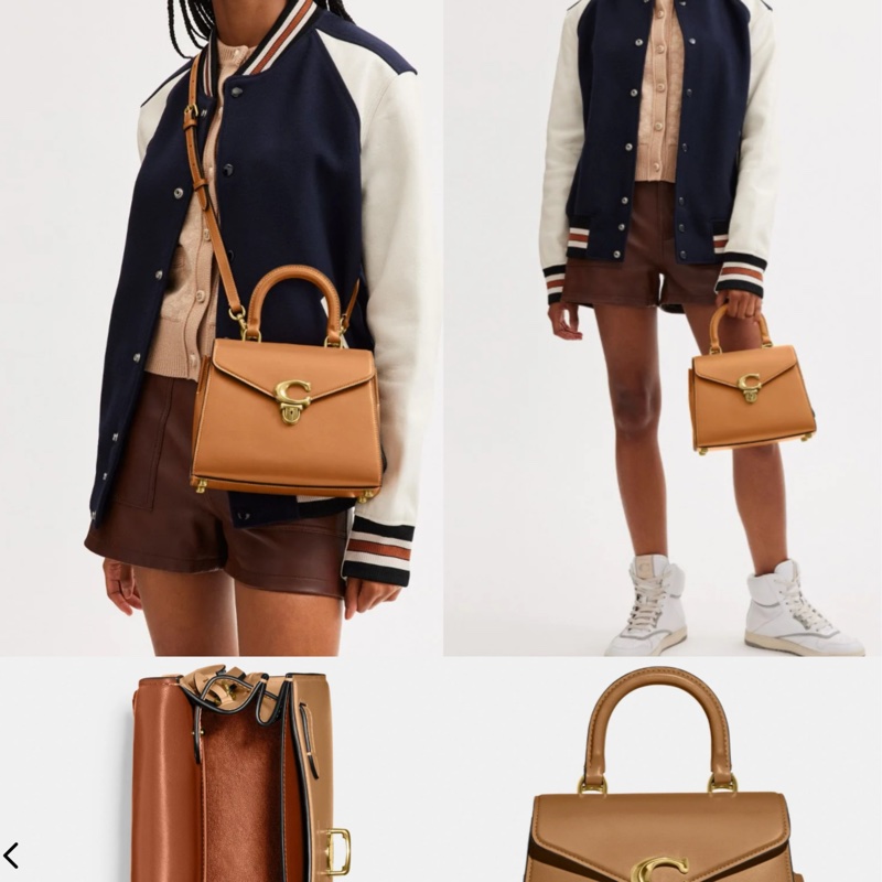 全新COACH SAMMY 24手提肩背包（奶茶色）-9