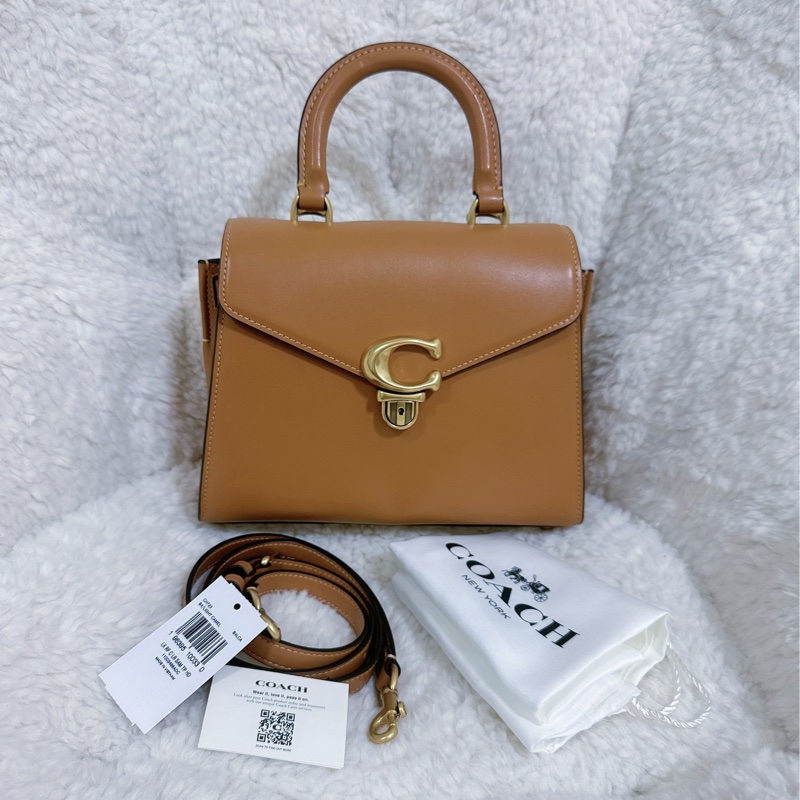全新COACH SAMMY 24手提肩背包（奶茶色）-11