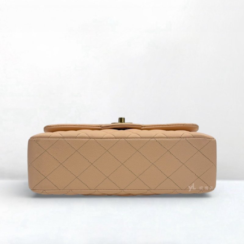 S5285-CHANEL 奶茶色荔枝皮金釦COCO23A01113-4