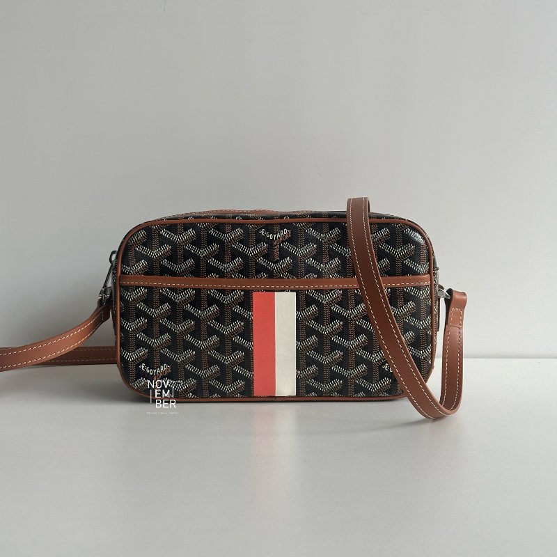 99新🆕 Goyard 戈雅 Cap-Vert PM Bag 相機包 棕色 (手繪紅白線)-0