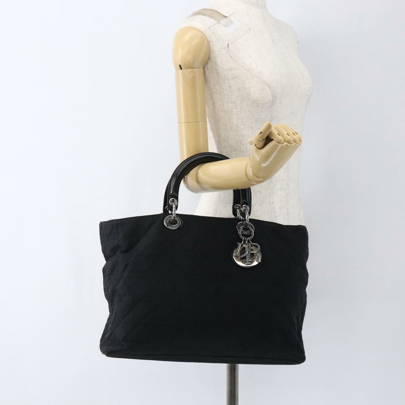 【日本直送】Christian Dior Lady Dior 手提包 尼龍 黑色 銀色 正品 ep13131-24