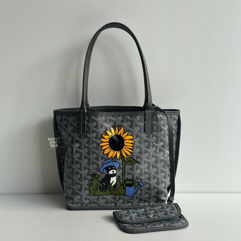 99新🆕 Goyard 戈雅 mini tote bag 灰色 (手繪向日葵與法鬥)