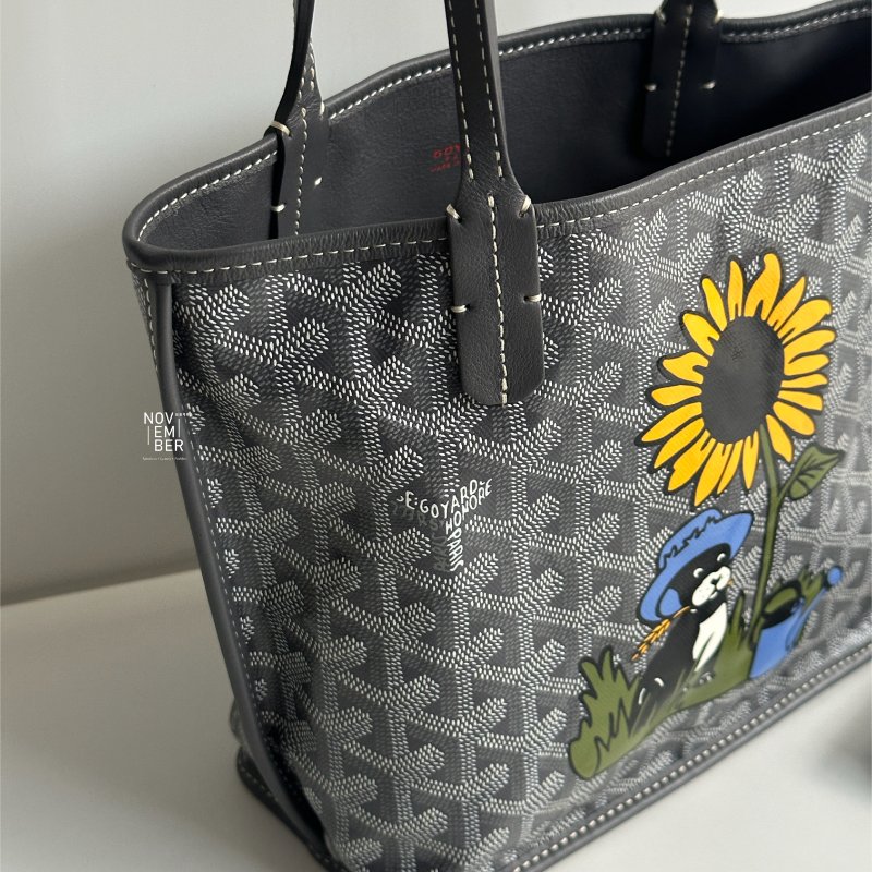 99新🆕 Goyard 戈雅 mini tote bag 灰色 (手繪向日葵與法鬥)-2