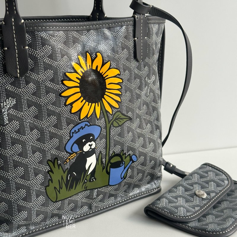 99新🆕 Goyard 戈雅 mini tote bag 灰色 (手繪向日葵與法鬥)-3