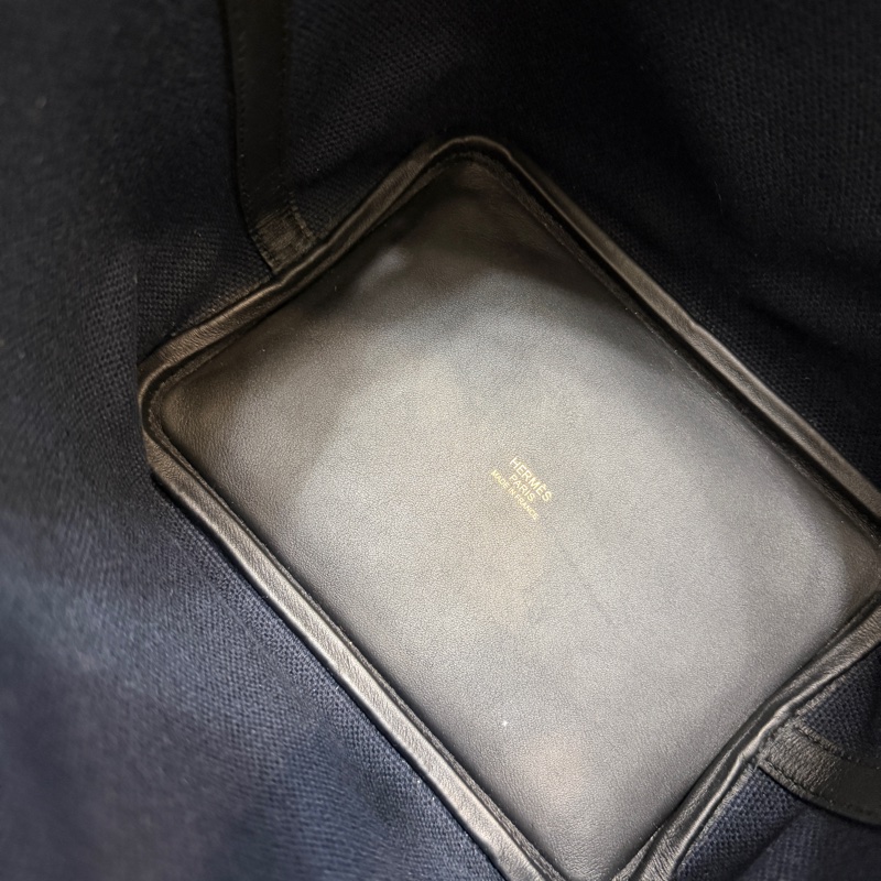 Hermes 深藍帆布拼黑牛皮金釦Picotin 18-11