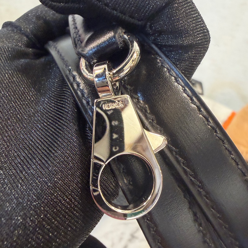(超級限量品！！）Hermes 89黑Box皮拼馬毛編織銀釦Kelly 25-19