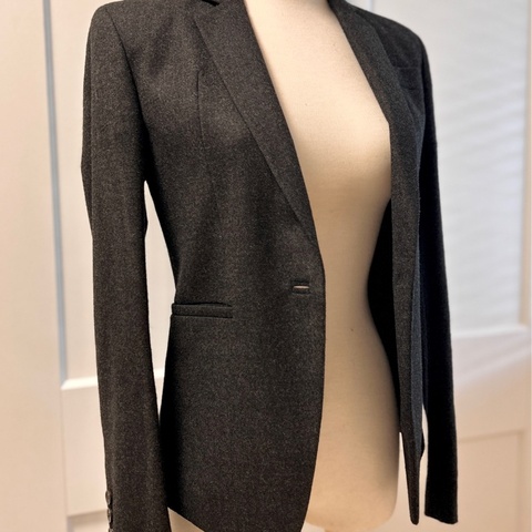 GUCCI喀什米爾西裝外套 深灰色女用外套 單排扣 近乎全新38 XS